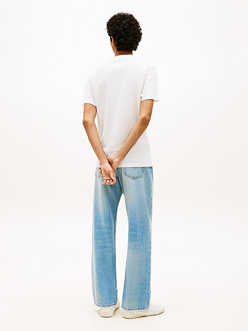 Erkek TJM Regular Linear Logo T-shirt Ekru DM0DM20744L5Y