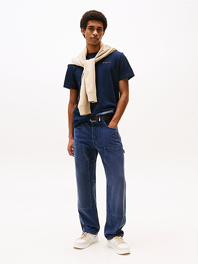 Erkek TJM Slim Linear Chest T-shirt Lacivert DM0DM21780C1G