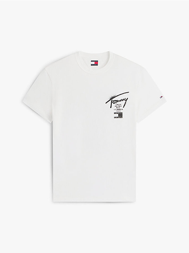 Erkek TJM Regular City Sign T-shirt Ekru DM0DM22553YBL