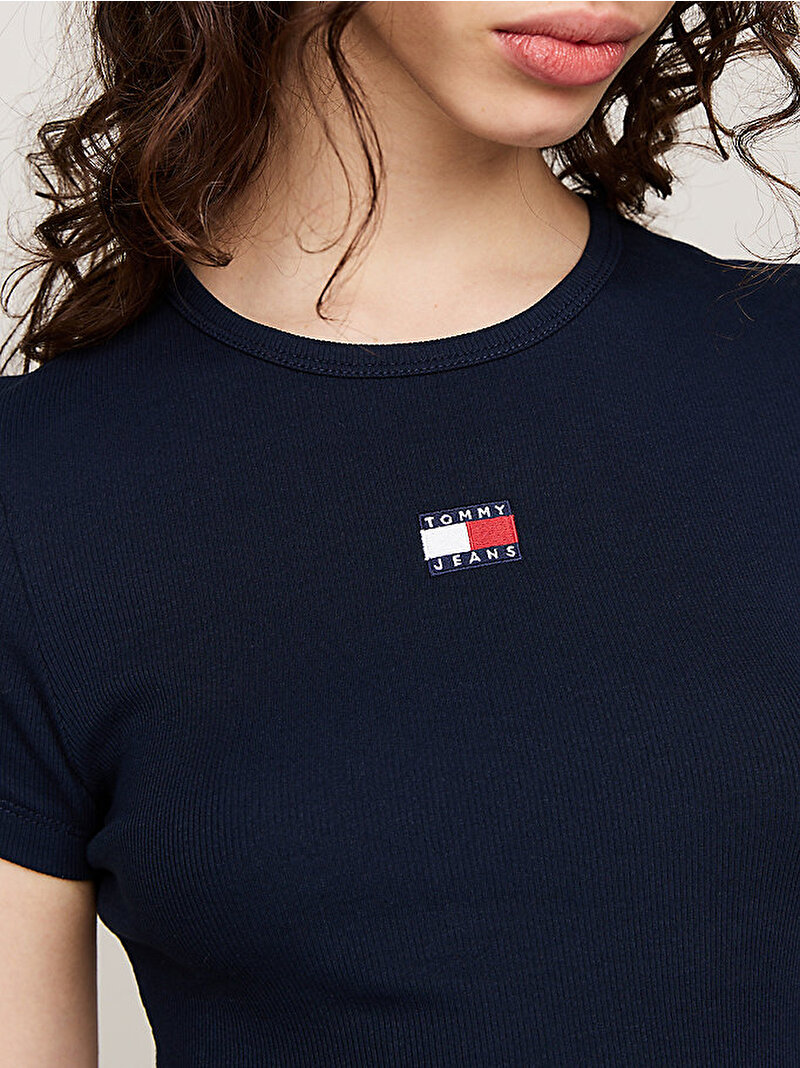 Kadın TJW Slim Badge Rib T-shirt Lacivert DW0DW17881C1G
