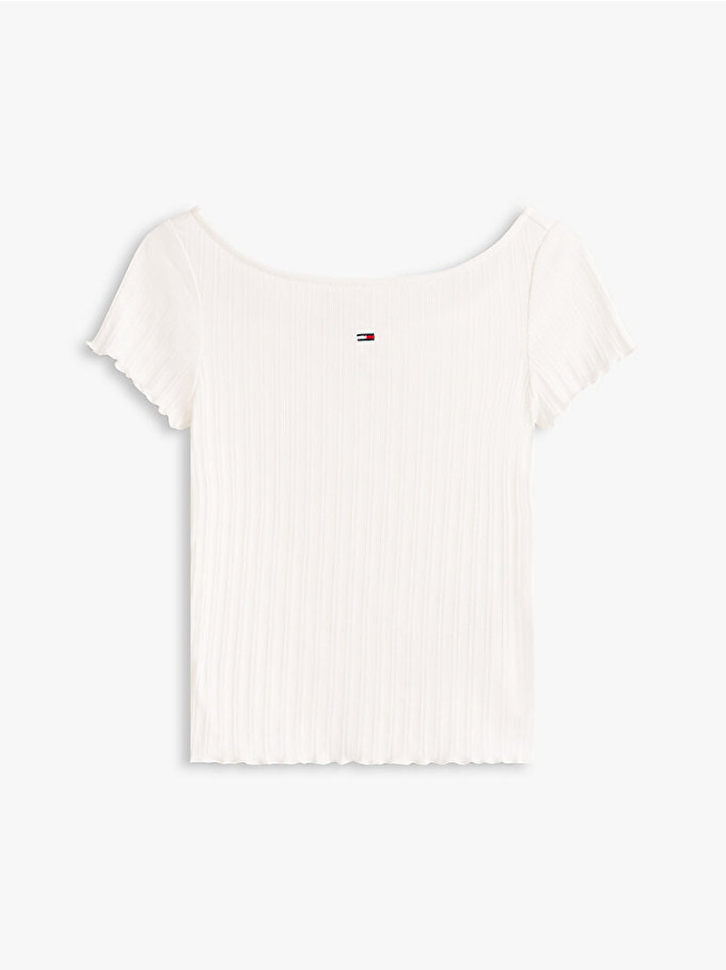 Kadın TJW Slim Rib T-shirt Ekru DW0DW22460YBL