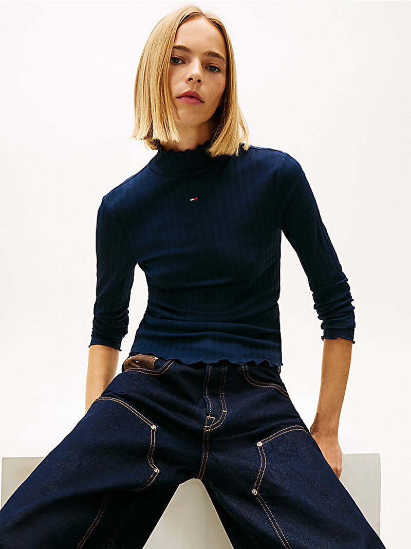 Kadın TJW Slim Rib T-shirt Lacivert DW0DW22461C1G