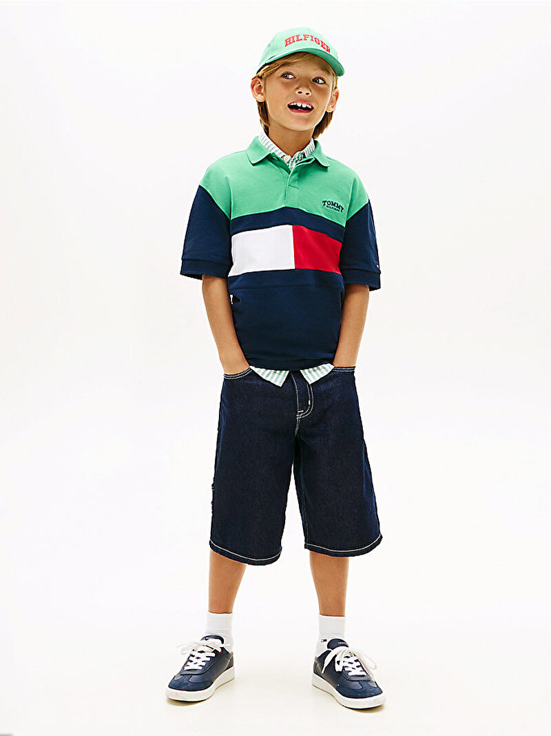 Erkek Çocuk Monotype Colorblock Polo T-shirt Yeşil KB0KB10413L5Y