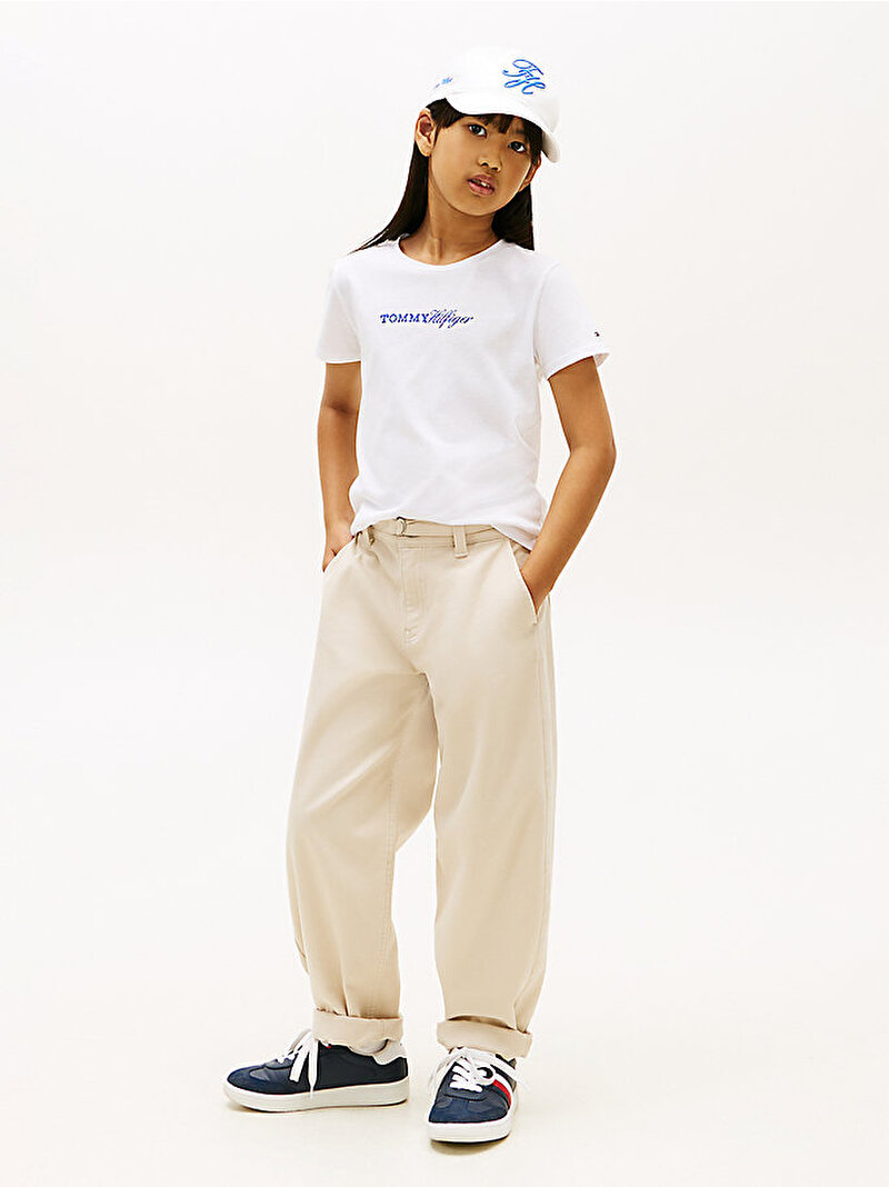 Kız Çocuk Tommy T-shirt Beyaz KG0KG09123YBR