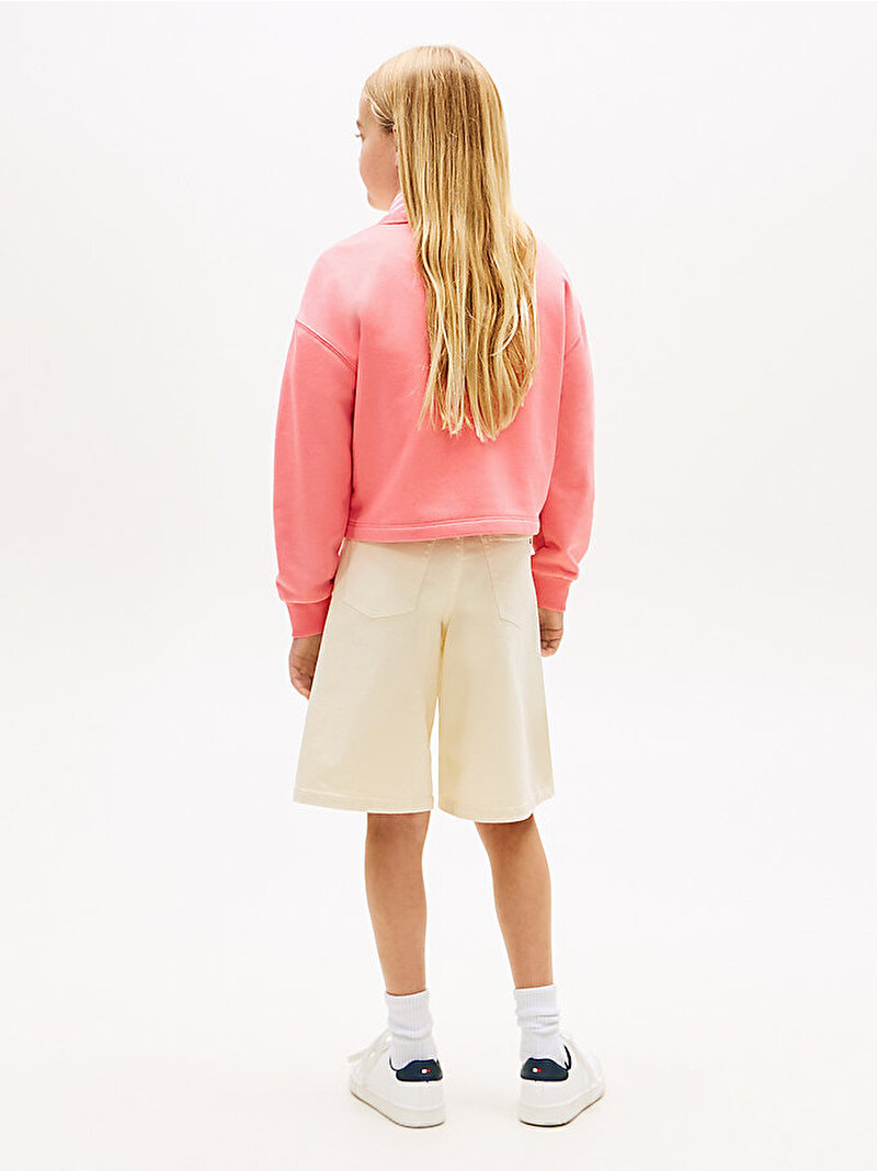 Kız Çocuk Glitter Tommy Crew Sweatshirt Pembe KG0KG09128TIE