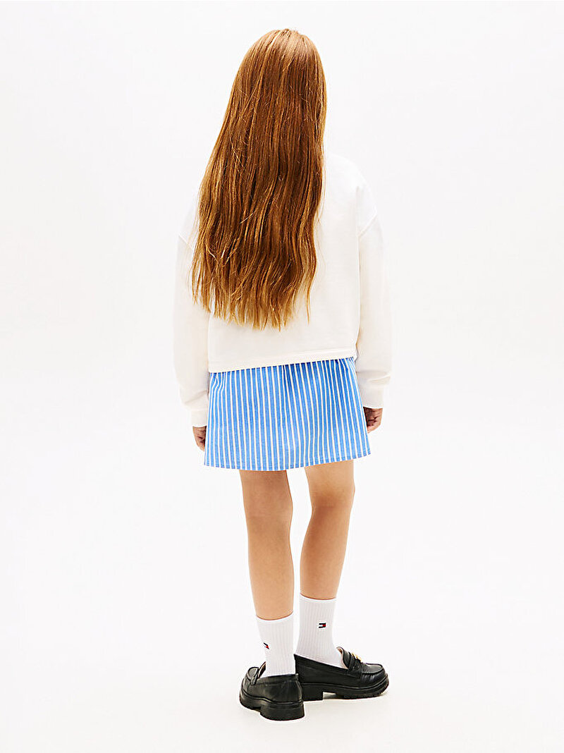 Kız Çocuk Glitter Tommy Crew Sweatshirt Beyaz KG0KG09128YBH