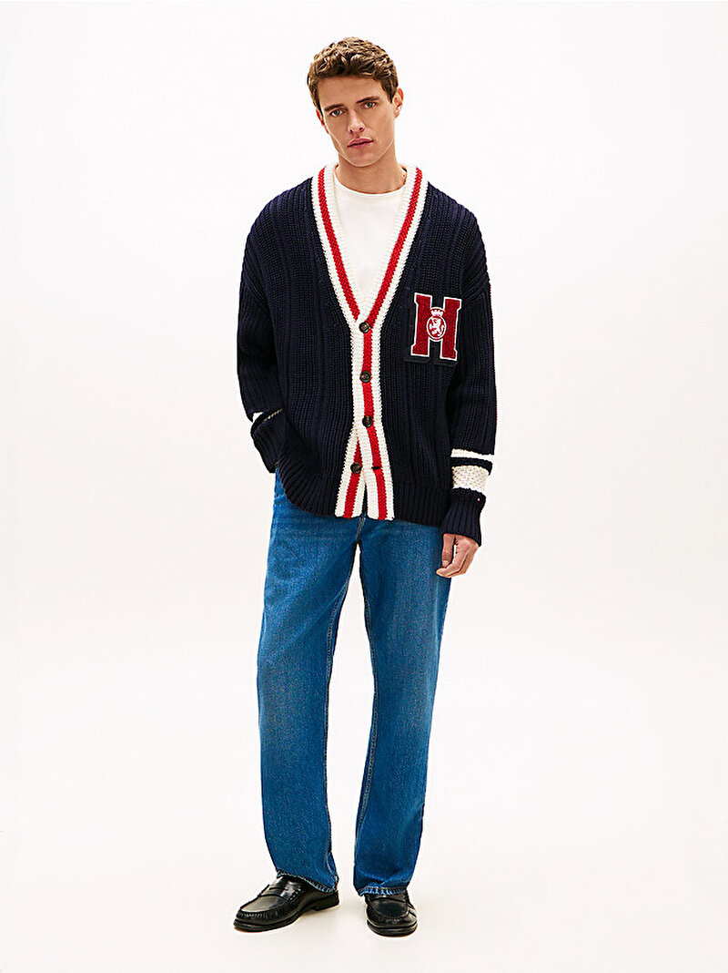 Erkek Letterman Hırka Lacivert MW0MW41648DW5