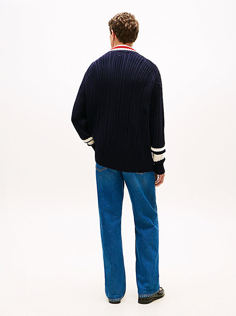 Erkek Letterman Hırka Lacivert MW0MW41648DW5