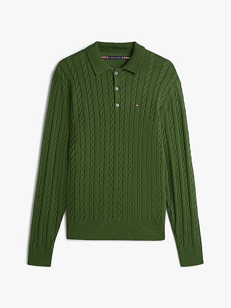 Erkek Classic Cotton Cable Kazak Yeşil MW0MW41955L01