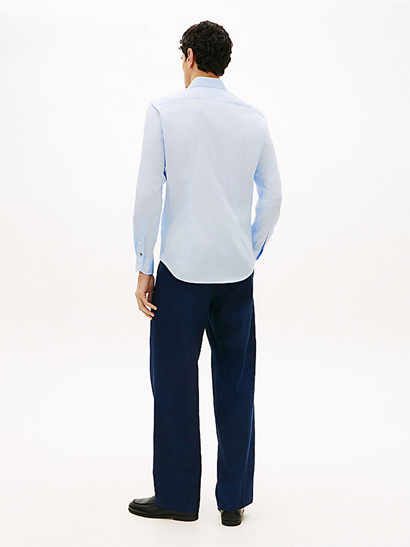 Erkek NY Flex Collar Solid Gömlek Mavi MW0MW42779C3Q