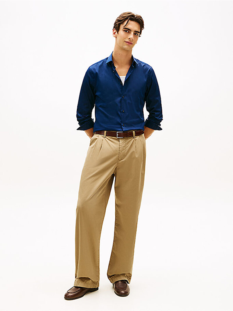 Erkek DC Flex Collar Solid Gömlek Lacivert MW0MW42779DCA