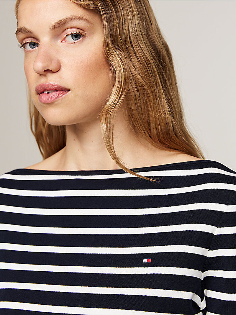 Kadın New Cody Slim Boat Neck T-shirt Lacivert WW0WW4058902C