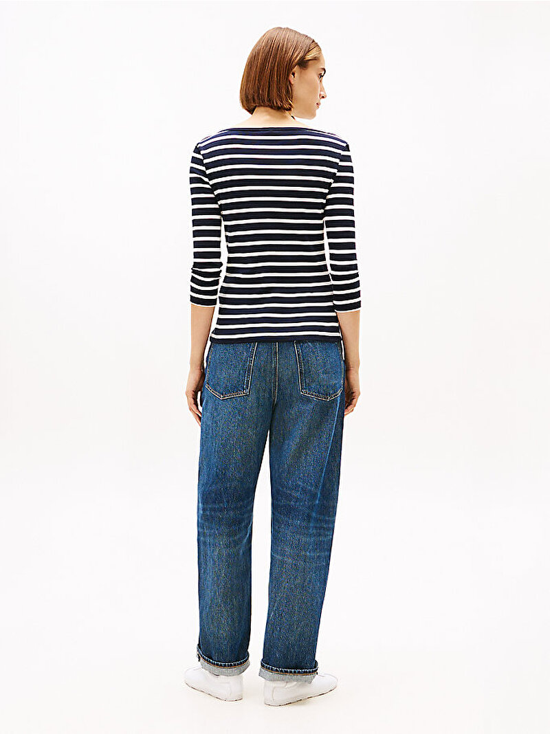 Kadın New Cody Slim Boat Neck T-shirt Lacivert WW0WW4058902C