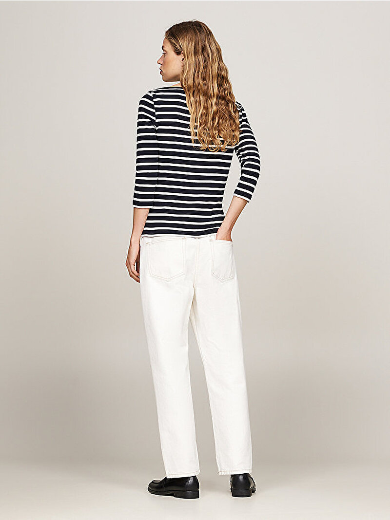 Kadın New Cody Slim Boat Neck T-shirt Lacivert WW0WW4058902C