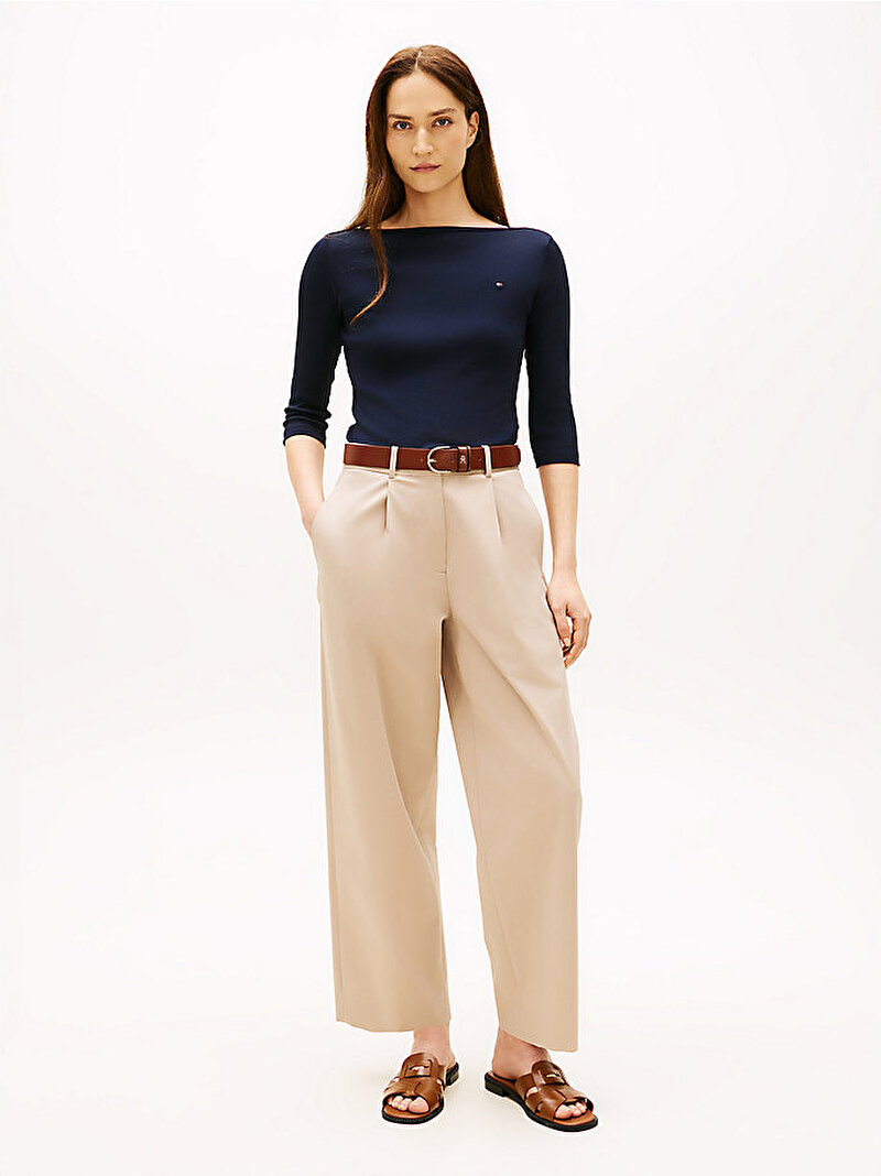 Kadın New Cody Slim Boat Neck T-shirt Lacivert WW0WW4058902G