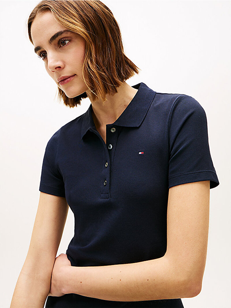 Kadın 1985 Slim Pique Polo Elbise Lacivert WW0WW42048DW5