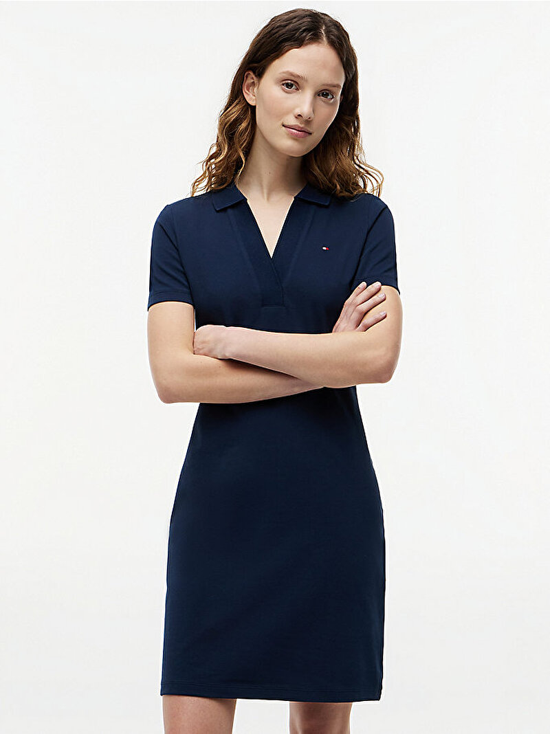 Kadın Slim Open Polo Elbise Lacivert WW0WW42567C1G