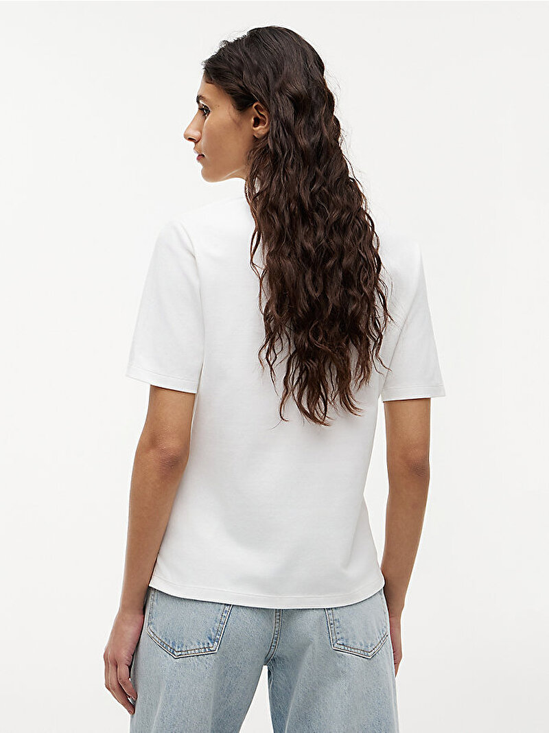 Kadın 1985 Regular Pique Polo T-shirt Ekru WW0WW43224YBL