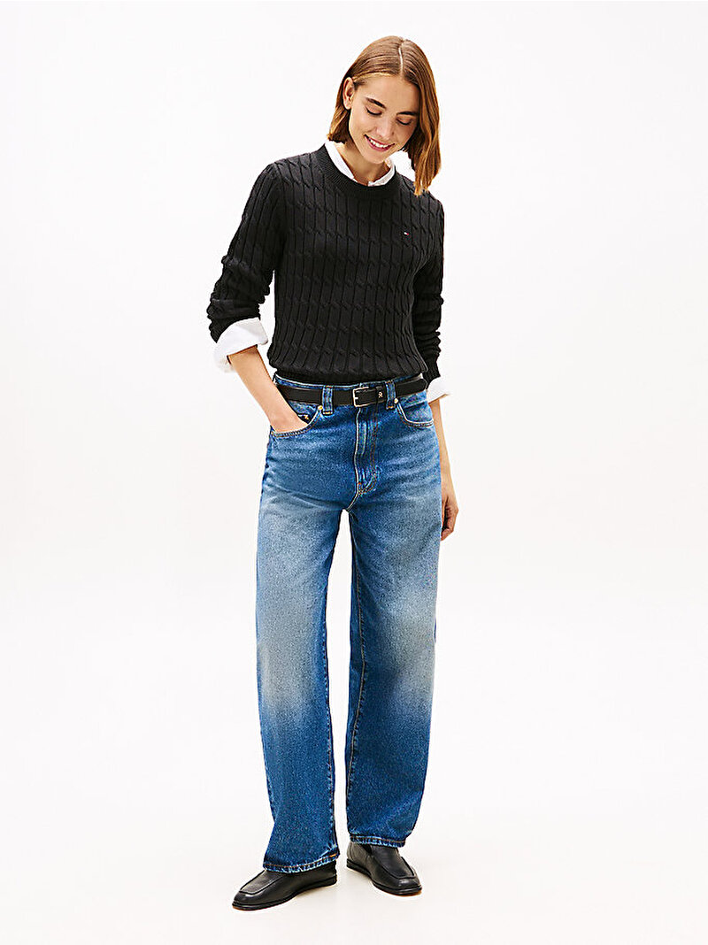 Kadın CO Cable Mid Kazak Siyah WW0WW47644BDS