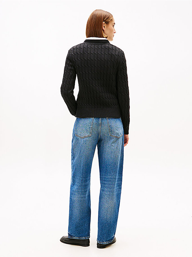 Kadın CO Cable Mid Kazak Siyah WW0WW47644BDS