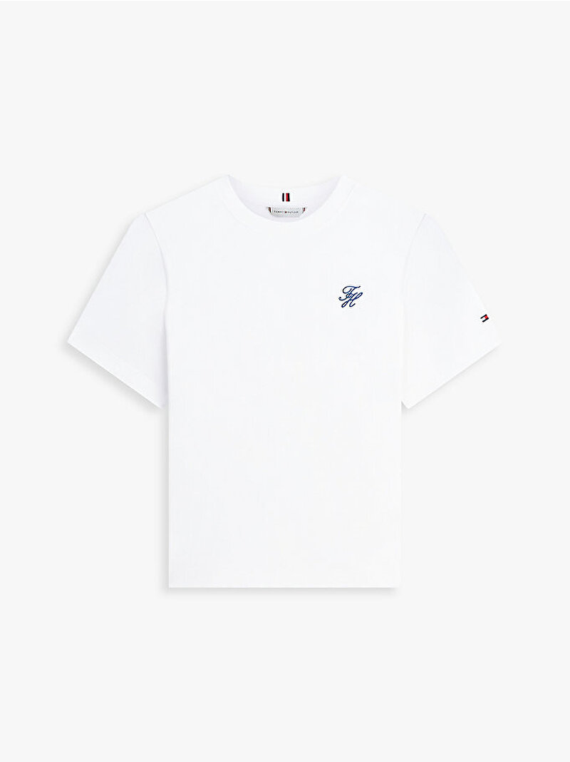 Kadın TH Regular C-neck T-shirt Ekru WW0WW48699YBL