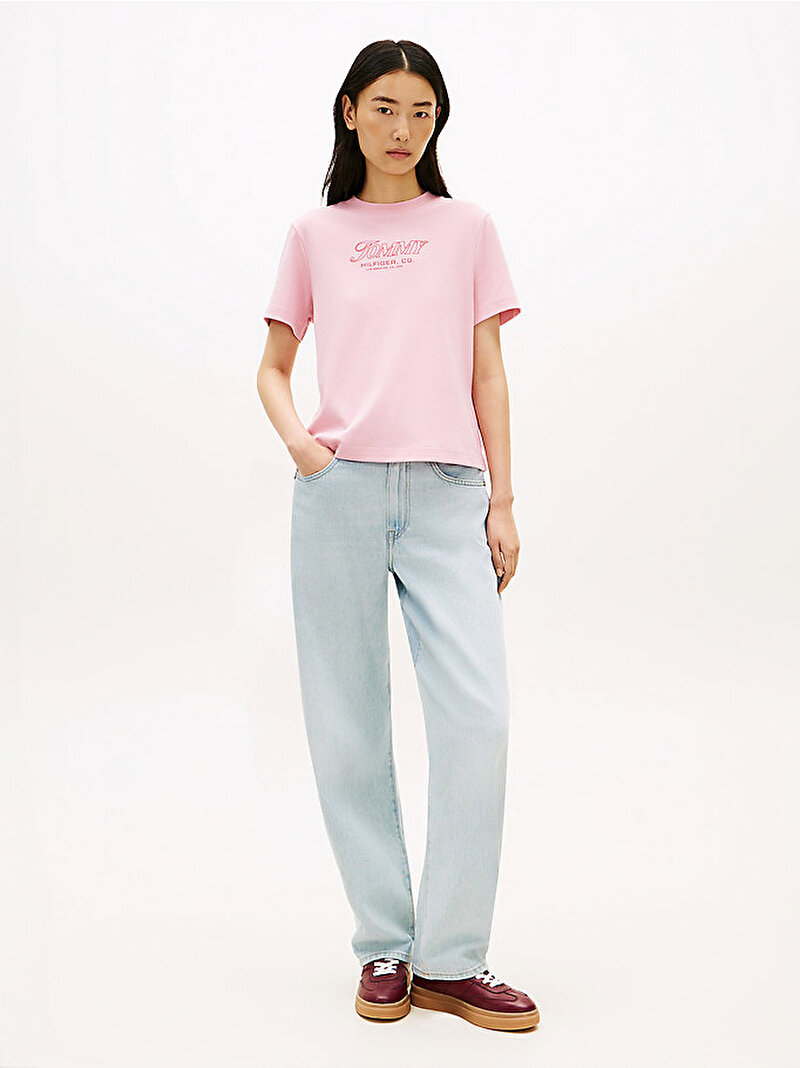 Kadın Tilt Graphic Regular T-shirt Pembe WW0WW48707TPG