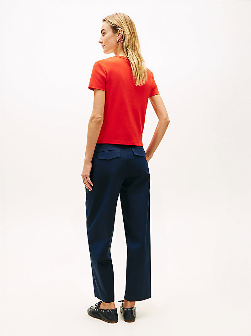 Kadın Gold Button Slim T-shirt Kırmızı WW0WW48709SNE