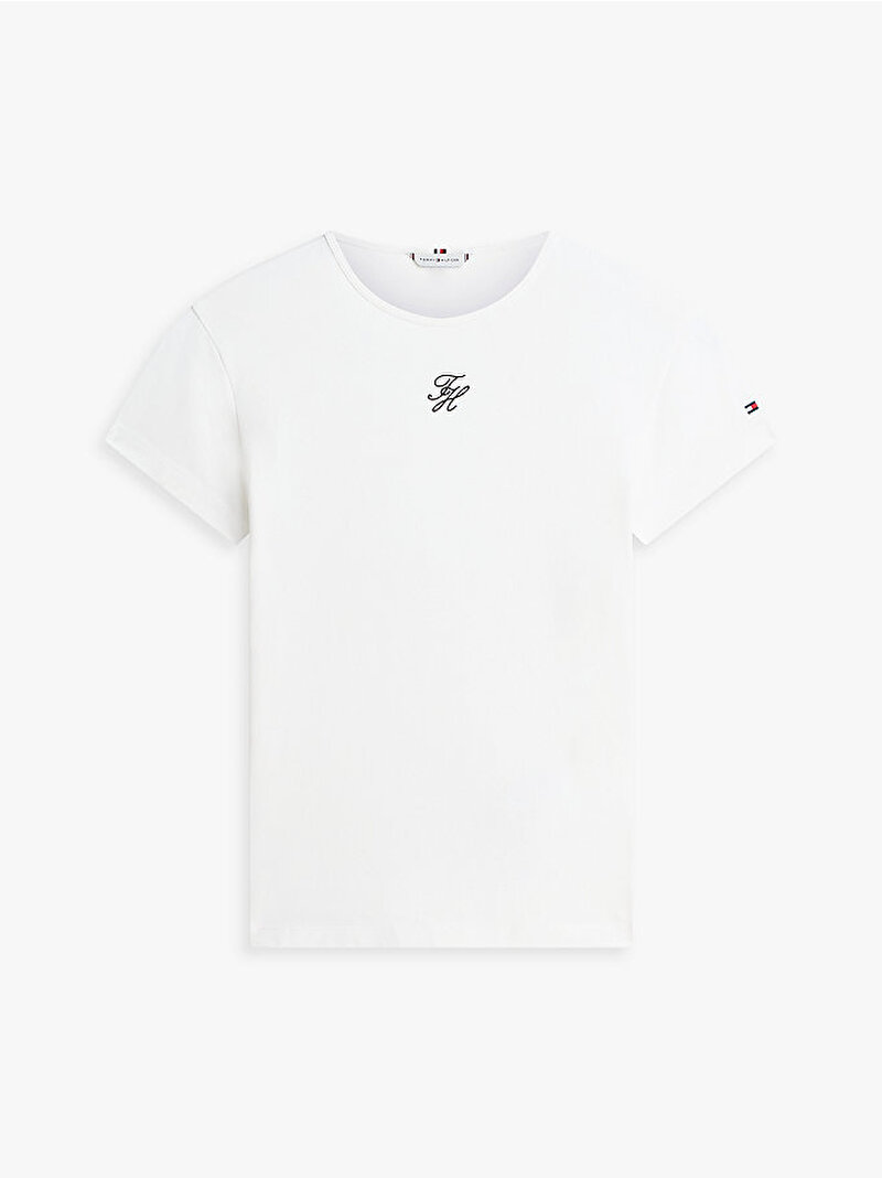 Kadın TH Slim T-shirt Ekru WW0WW48710YBL