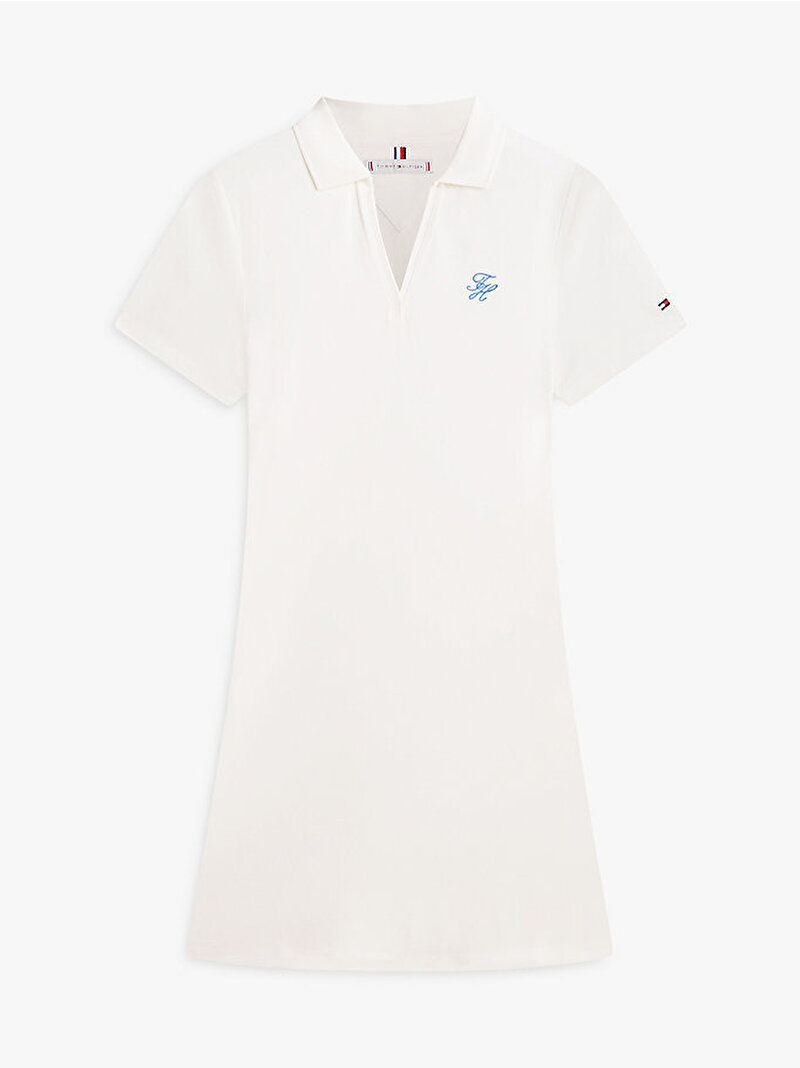 Kadın TH Open Neck Polo Elbise Ekru WW0WW48749YBL