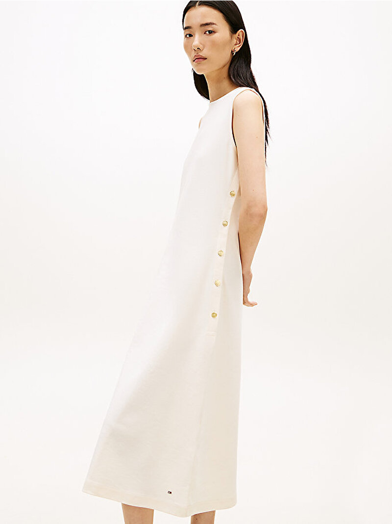 Kadın Gold Button Mix Elbise Beyaz WW0WW48774AEF