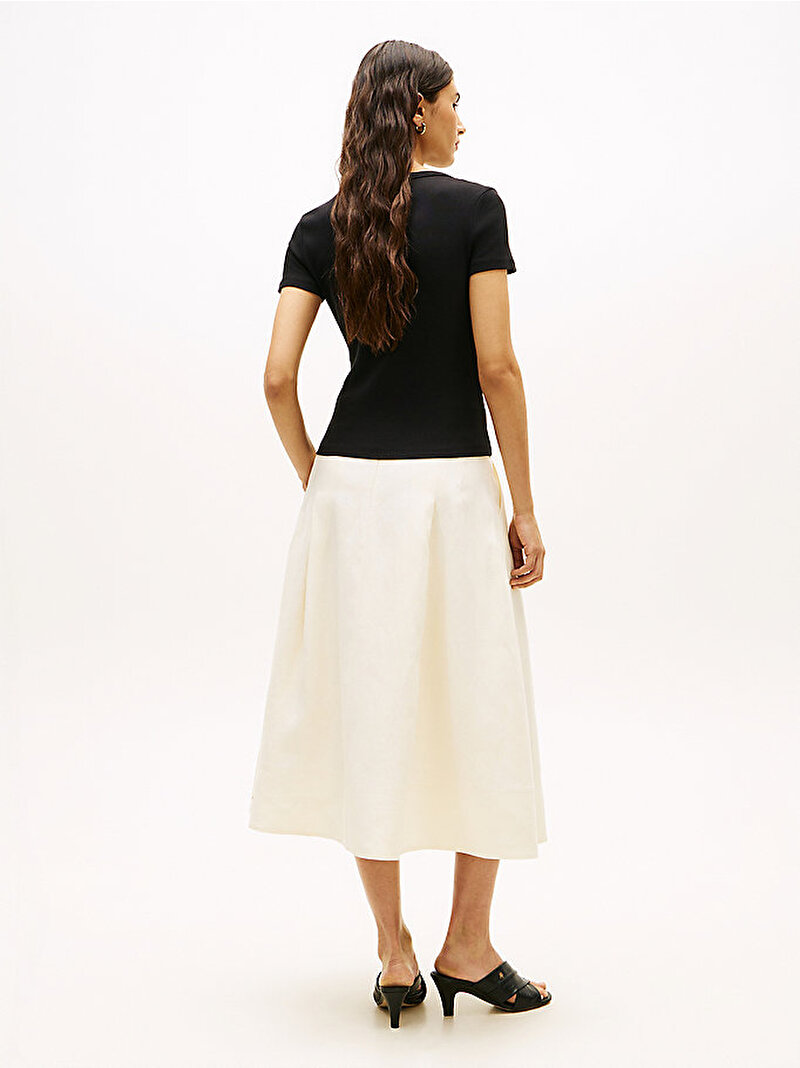 Kadın Gold Button Long T-shirt Siyah WW0WW49250BDS