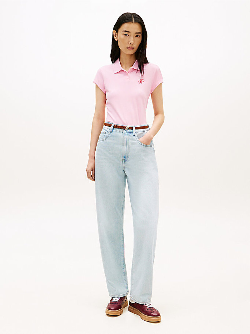 Kadın TH Slim Polo T-shirt Pembe WW0WW49259TOL