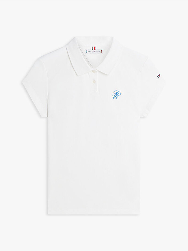 Kadın TH Slim Polo T-shirt Ekru WW0WW49259YBL
