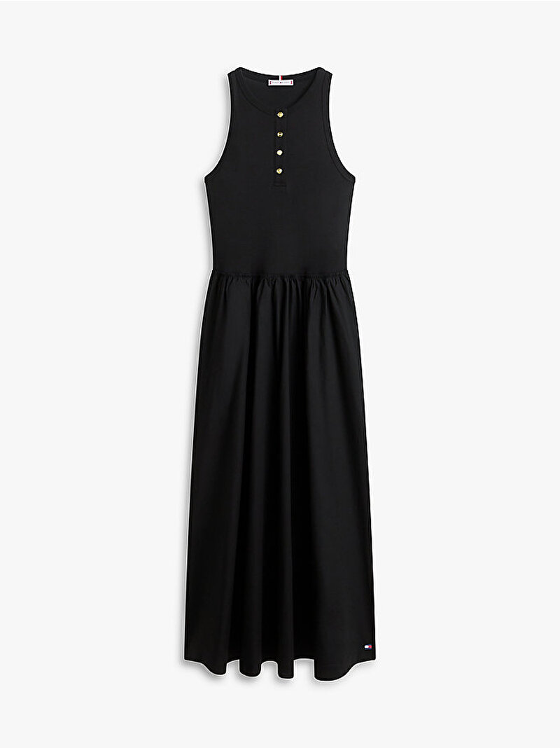 Kadın Gold Button F&F Poplin Elbise Siyah WW0WW49628BDS