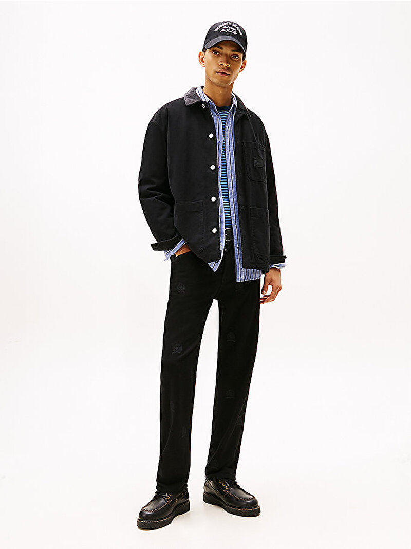 Erkek TJM Cotton Canvas Gömlek Siyah DM0DM22728BDS