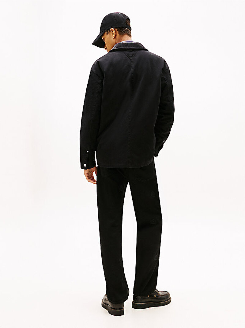 Erkek TJM Cotton Canvas Gömlek Siyah DM0DM22728BDS