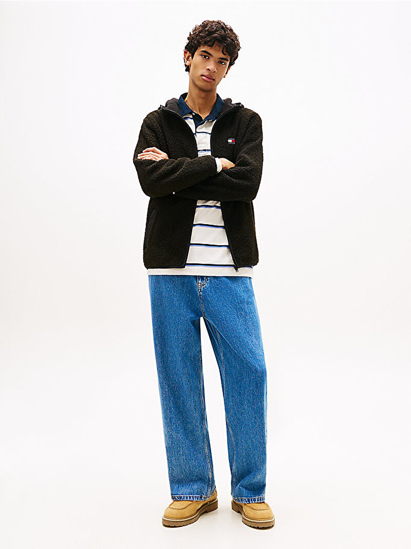 Erkek Tjm Regular Badge Teddy Sweatshirt Siyah DM0DM192240GJ