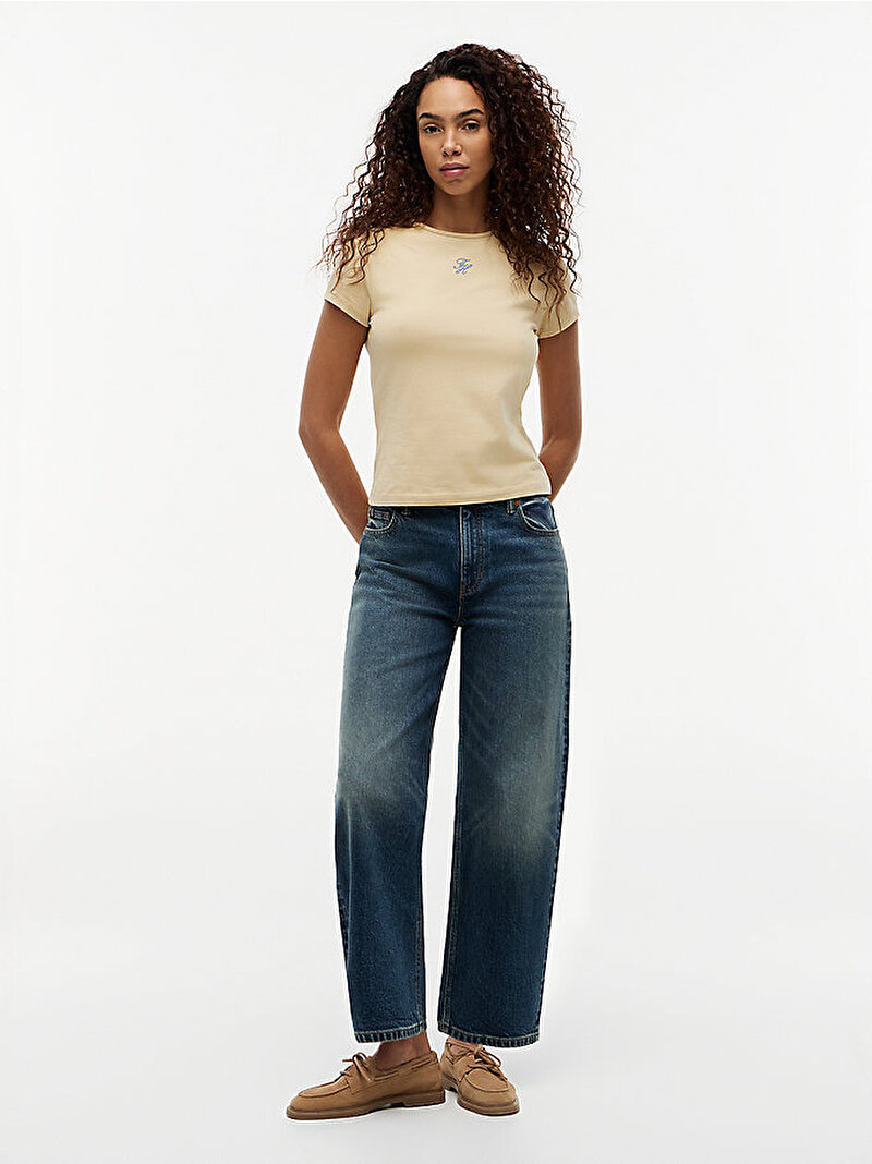 Kadın Th Slim T-shirt Bej WW0WW48710ACR