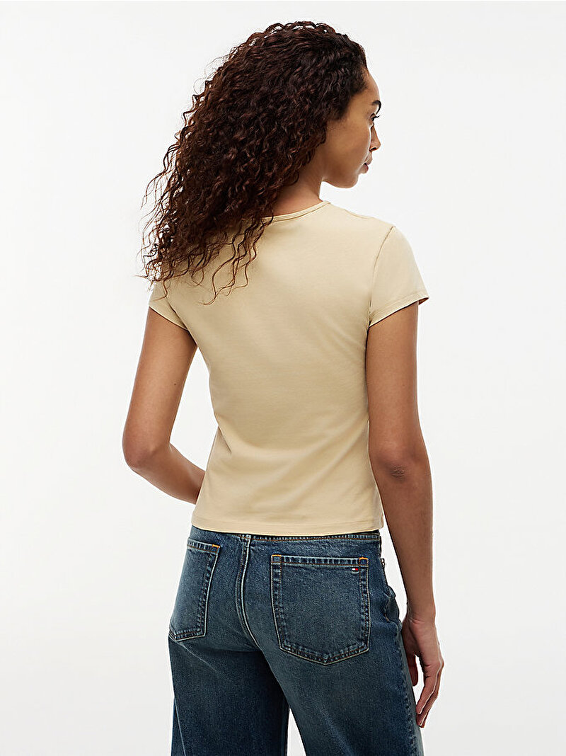 Kadın Th Slim T-shirt Bej WW0WW48710ACR
