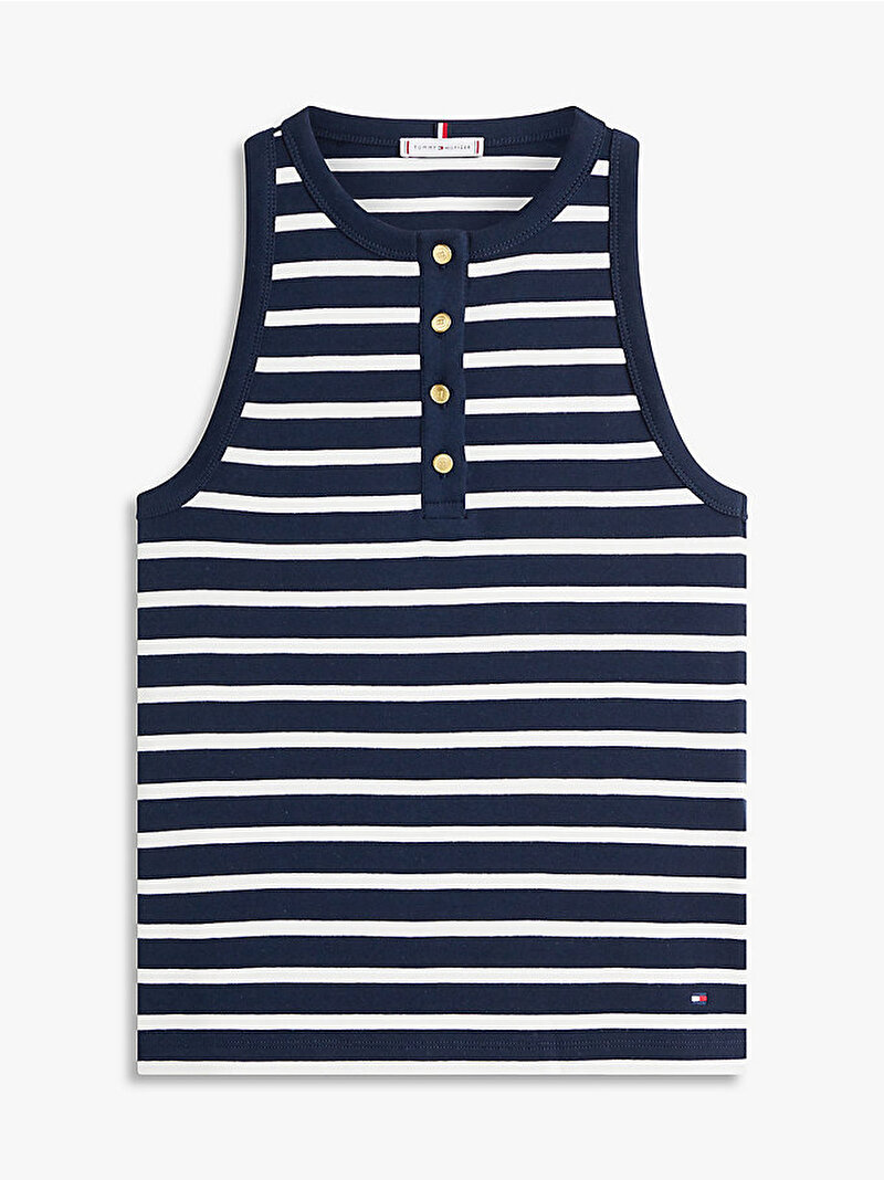 Kadın Gold Button Henley T-shirt Ekru WW0WW49251YBL