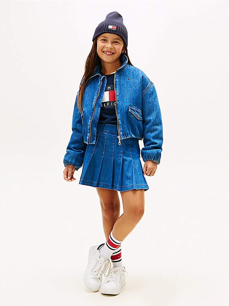 Kız Çocuk Denim Bomber Ceket Mavi KG0KG089301A4