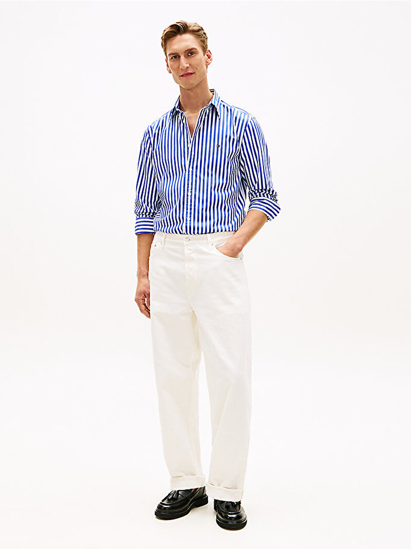 Erkek Flex Poplin Classic Gömlek Mavi MW0MW424400A6