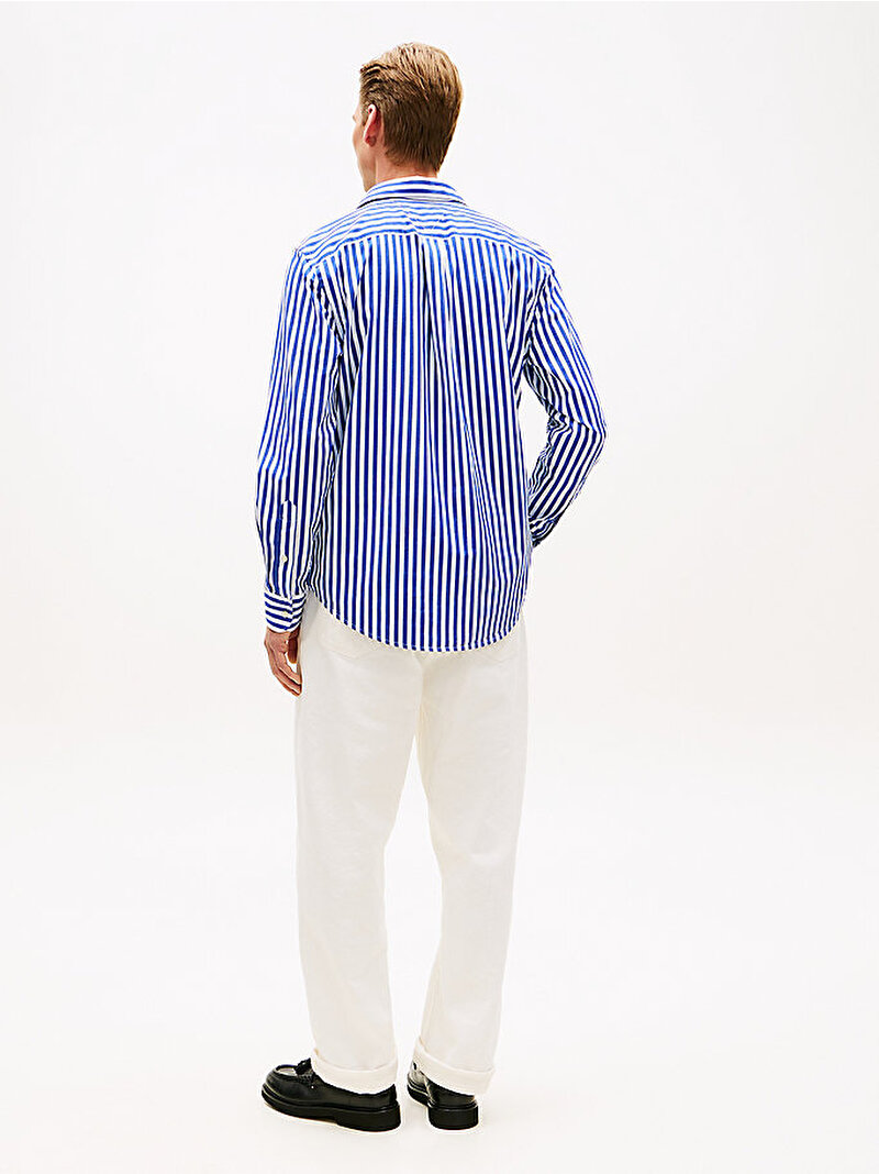 Erkek Flex Poplin Classic Gömlek Mavi MW0MW424400A6