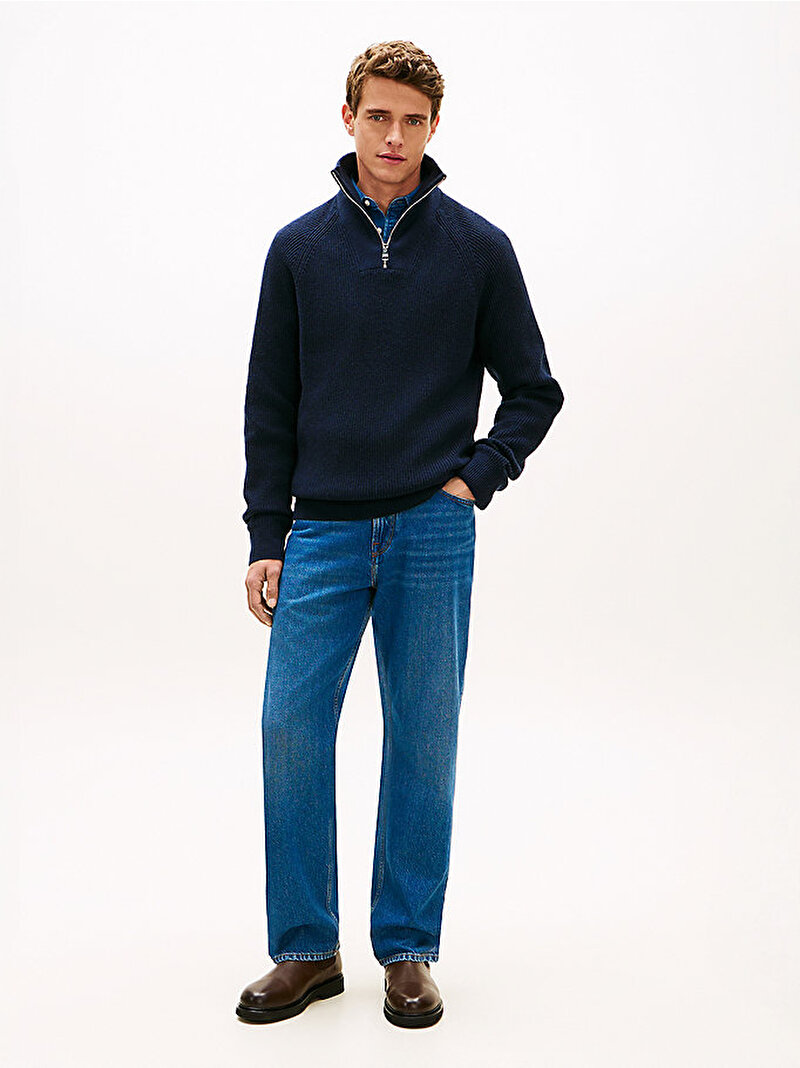 Erkek Fisherman Rib Zip Sweatshirt Lacivert MW0MW42531C1G