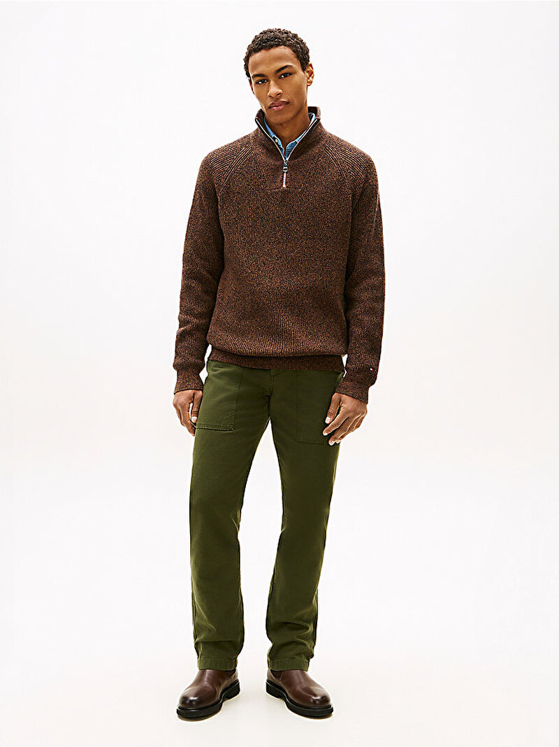 Erkek Fisherman Rib Zip Sweatshirt Kahverengi MW0MW42531GWP