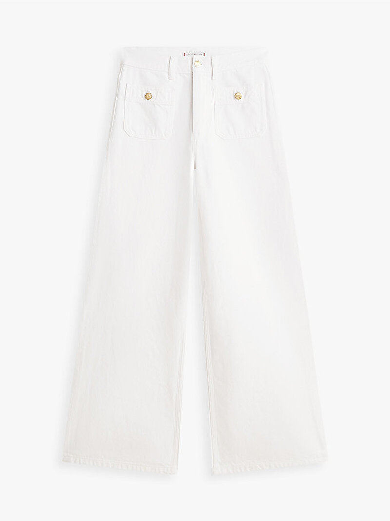 Kadın Denim 70s Wide Jean Pantolon Beyaz WW0WW48576YCF