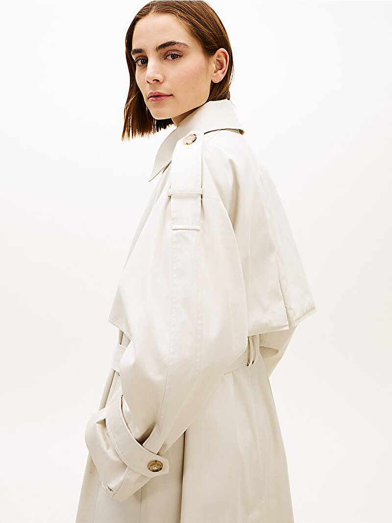 Kadın Oversized Cotton Trençkot Bej WW0WW50627ACU