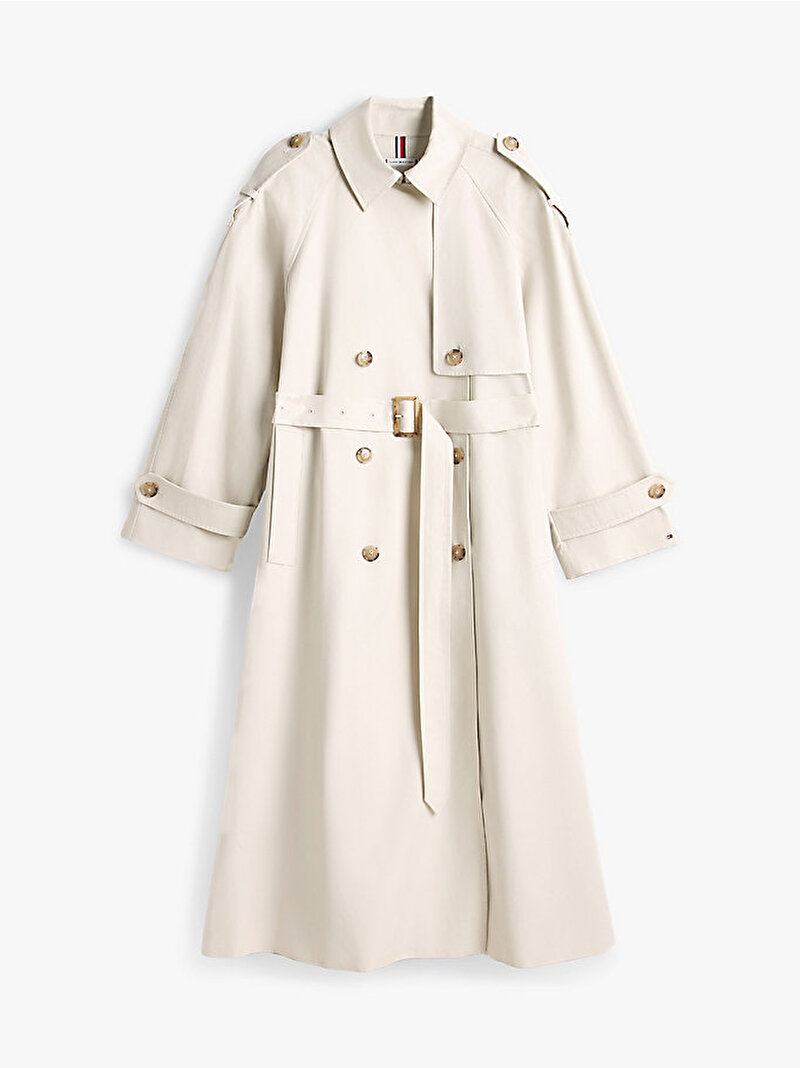 Kadın Oversized Cotton Trençkot Bej WW0WW50627ACU