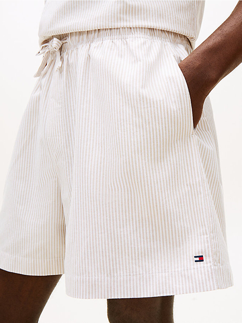 Erkek Woven Şort Gömlek Pijama Set Bej UM0UM038180KX