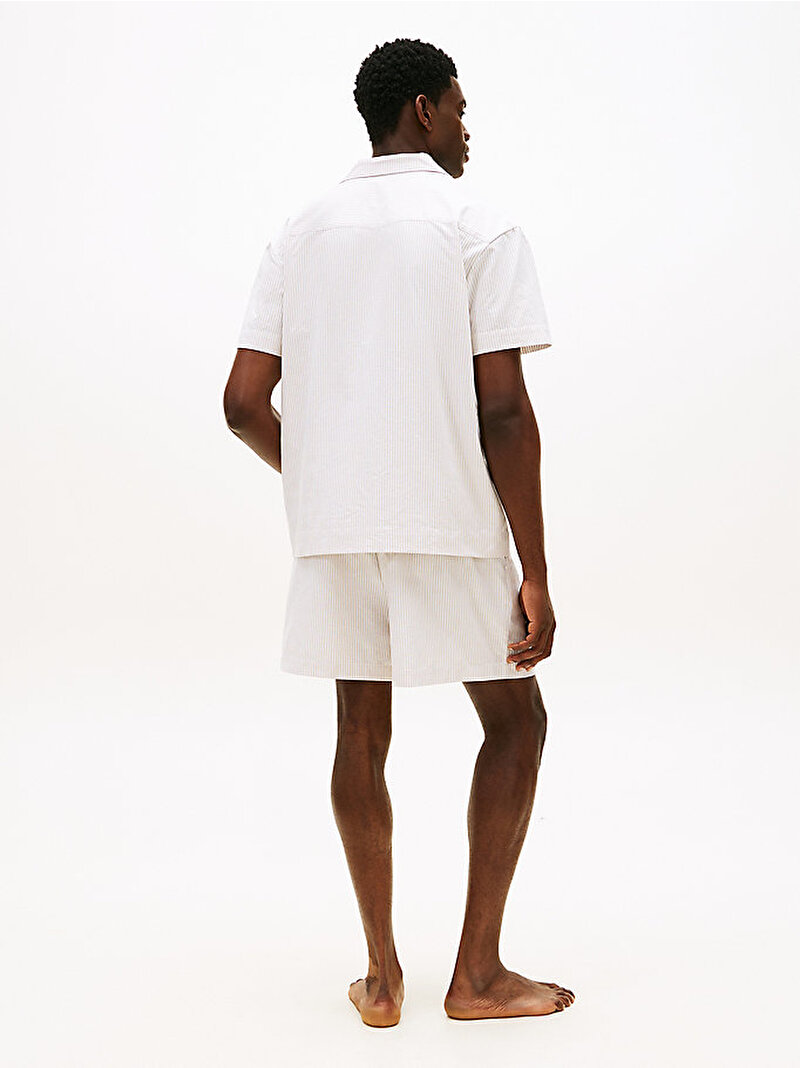 Erkek Woven Şort Gömlek Pijama Set Bej UM0UM038180KX